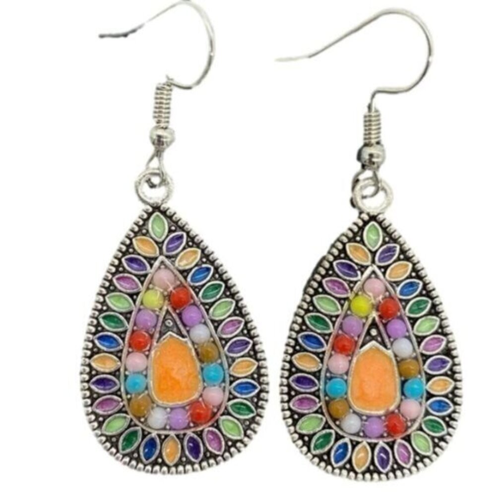 Colorful Bohemian Teardrop Metal Enamel Dangle Drop Earrings New